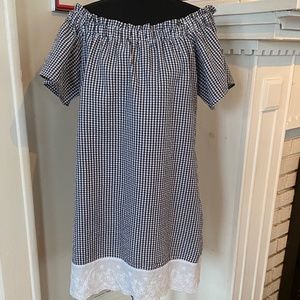 Off the Shoulder Gingham Top It Off Short Sleeve tunic